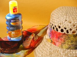 Suncream and a hat as some of the things to pack for a vacation in Florida.