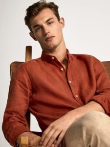 Orange Madras Linen Shirt