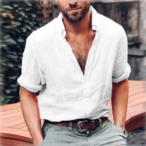 Simple White Linen Shirt