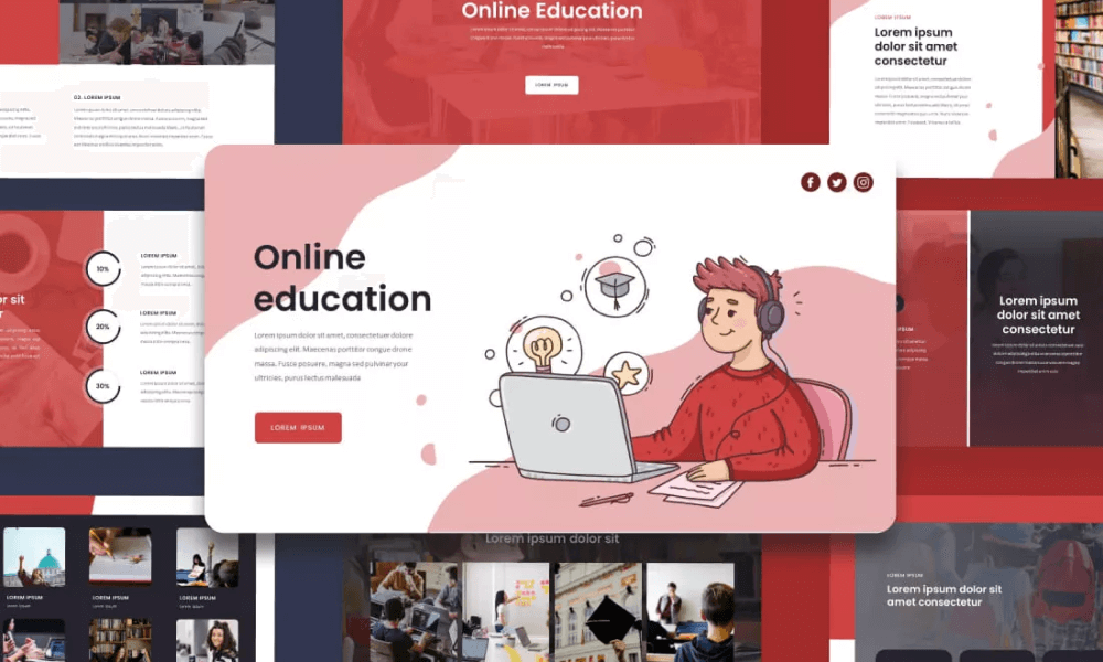 Online Education Presentation_ 50 Slides PPTX, KEY, Google Slides